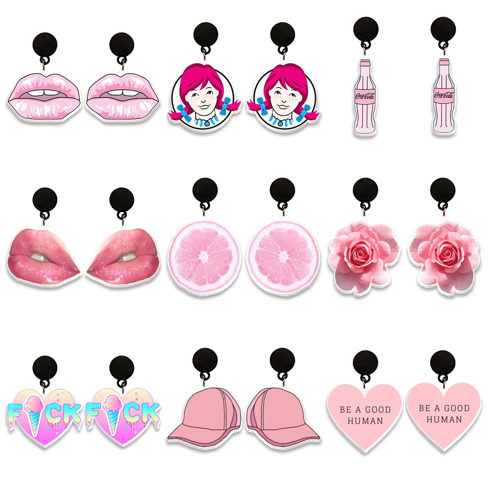 Черные висячие серьги с розовым рисунком, аниме серьги для девочек, серьги-гвоздики
Черные висячие серьги с розовым рисунком, аниме серьги для девочек, серьги-гвоздики