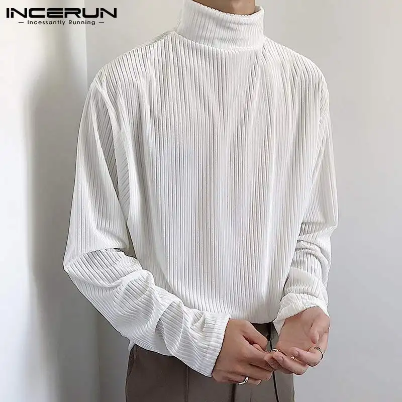 Футболка мужская однотонная с высоким воротником, длинным рукавом и складками
Футболка мужская однотонная с высоким воротником, длинным рукавом и складками