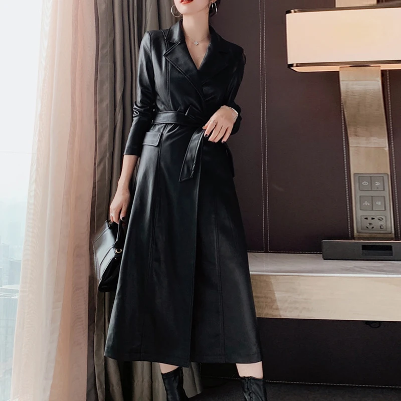 new arrival women fashion comfortable PU trench coat professional OL temperament solid girls warm high quality long black trench
new arrival women fashion comfortable PU trench coat professional OL temperament solid girls warm high quality long black trench