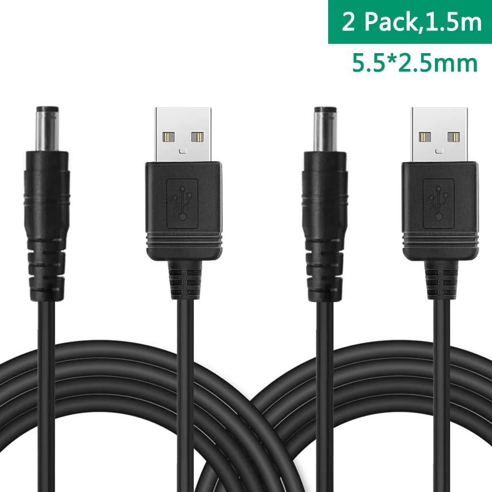 USB 2 0 A штекер в постоянный ток 5 5x2 1 мм 24AWG DC разъем для зарядки Цилиндрический