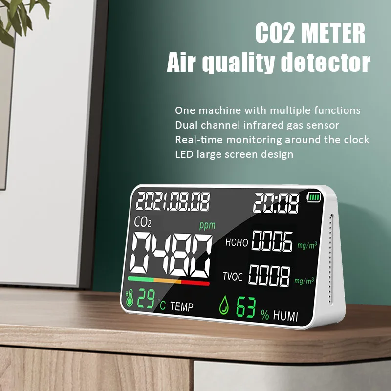 Многофункциональный воздушный монитор, цифровой дисплей CO2 HCHO детектор TVOC CO2, измеритель углекислого газа, качество воздуха монитор-детекто...
Многофункциональный воздушный монитор, цифровой дисплей CO2 HCHO детектор TVOC CO2, измеритель углекислого газа, качество воздуха монитор-детекто...