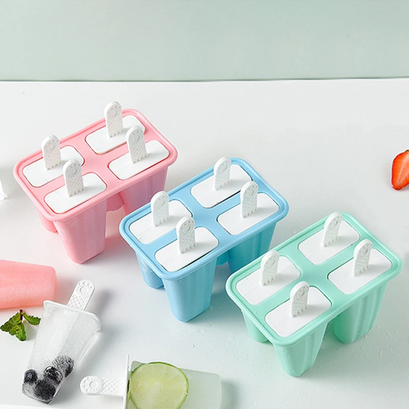 

Силиконовая форма для мороженого с 4 ячейками, формы «сделай сам» для приготовления домашнего десерта, замороженного фруктового сока, льда, ...