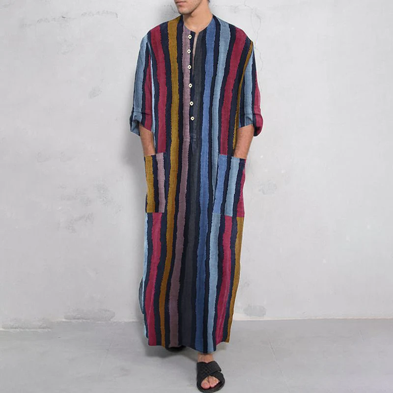 Clauses printed Summer Islamic Arabian Kaftan Men's Muslim Long Sleeve Cotton Striped Suit Middle East Dubai Abaya Retro MenRobe
Clauses printed Summer Islamic Arabian Kaftan Men's Muslim Long Sleeve Cotton Striped Suit Middle East Dubai Abaya Retro MenRobe