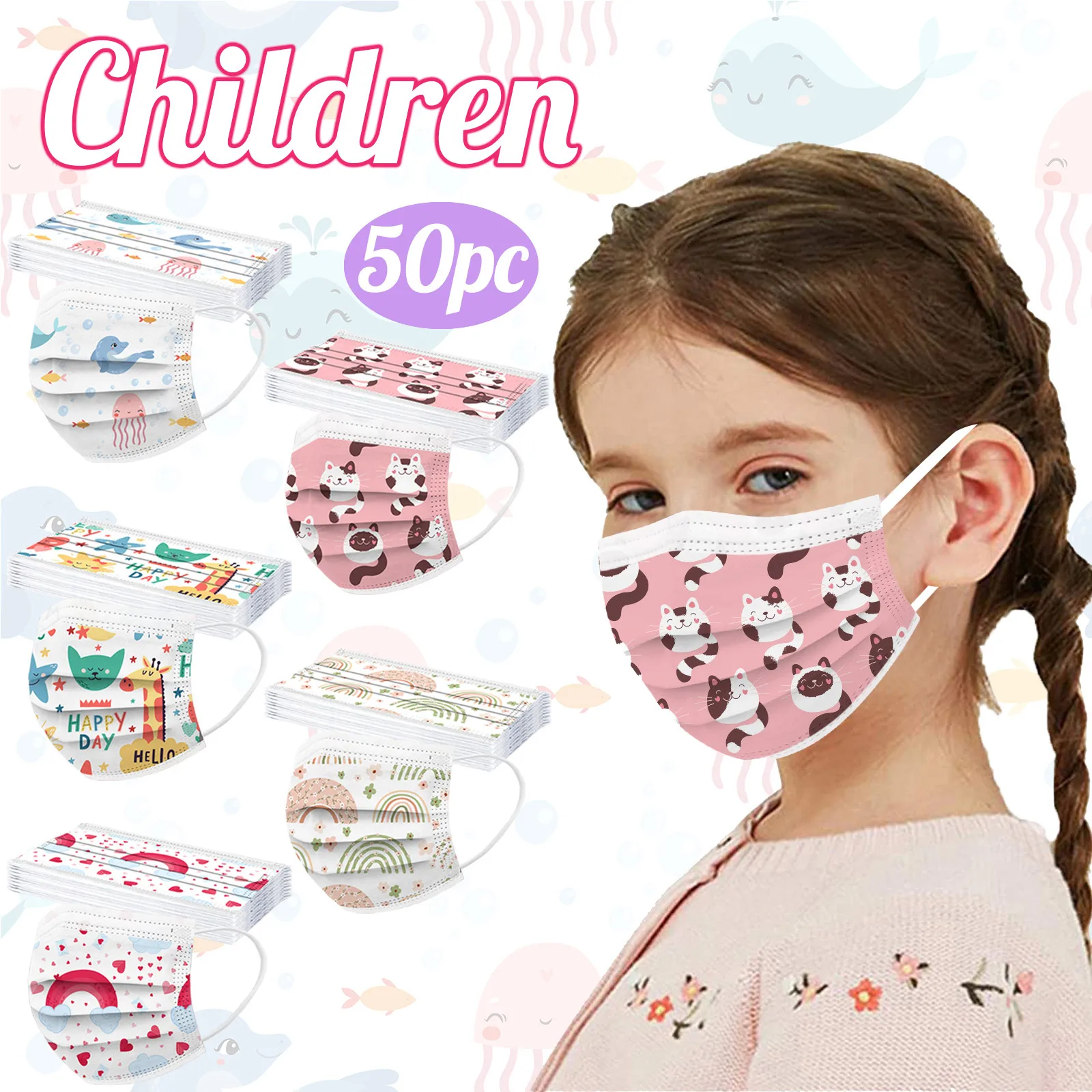 50pc Cartoon Face Masks For Child Kids Disposable Print Mouth Masks For Protection Baby Kid Face-mask Earloops No Decoration
50pc Cartoon Face Masks For Child Kids Disposable Print Mouth Masks For Protection Baby Kid Face-mask Earloops No Decoration