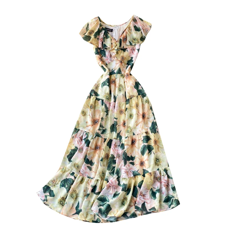 Europe Style 2021 Summer Elegant Women V Neck Ruffles Sleeve Floral Print Long Dress Fashion Ladies Holiday Party Dresses
Europe Style 2021 Summer Elegant Women V Neck Ruffles Sleeve Floral Print Long Dress Fashion Ladies Holiday Party Dresses