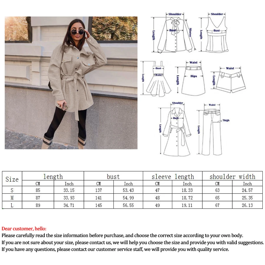 Lapel Solid Coat Woman Streetwear Long-sleeved Single-breasted Belt Slim Jacket Women Simplicity Warm Loose Short Coat Women's
Lapel Solid Coat Woman Streetwear Long-sleeved Single-breasted Belt Slim Jacket Women Simplicity Warm Loose Short Coat Women's