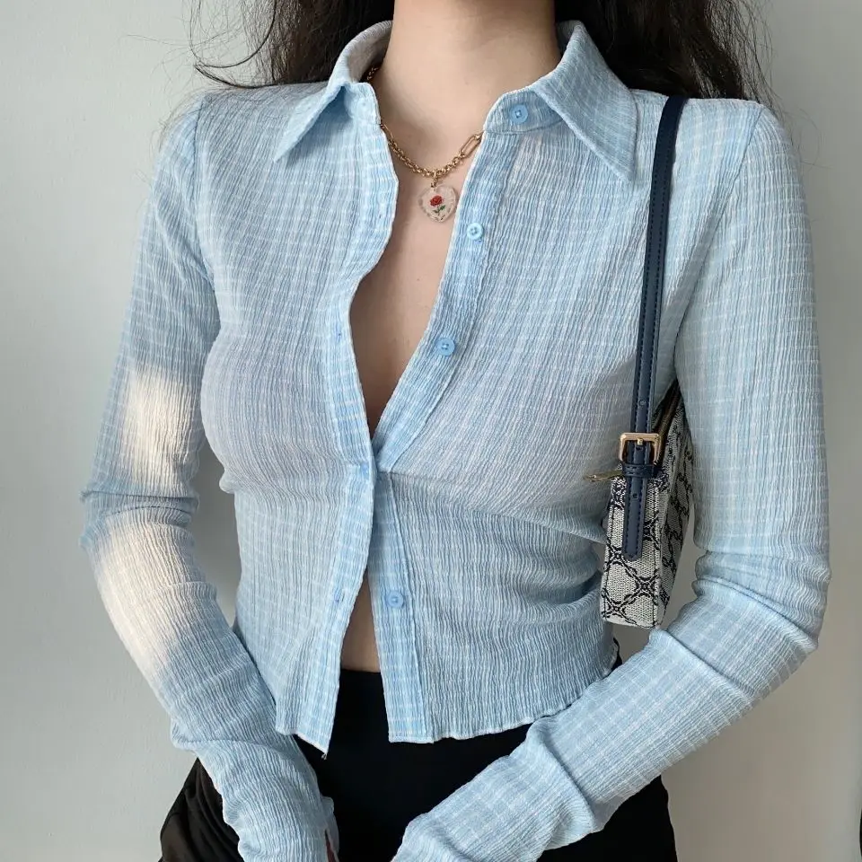 Spring retro European and American lapel super long sleeve plaid shirt shirt women 2021 short fashion casual slim shirt women
Spring retro European and American lapel super long sleeve plaid shirt shirt women 2021 short fashion casual slim shirt women