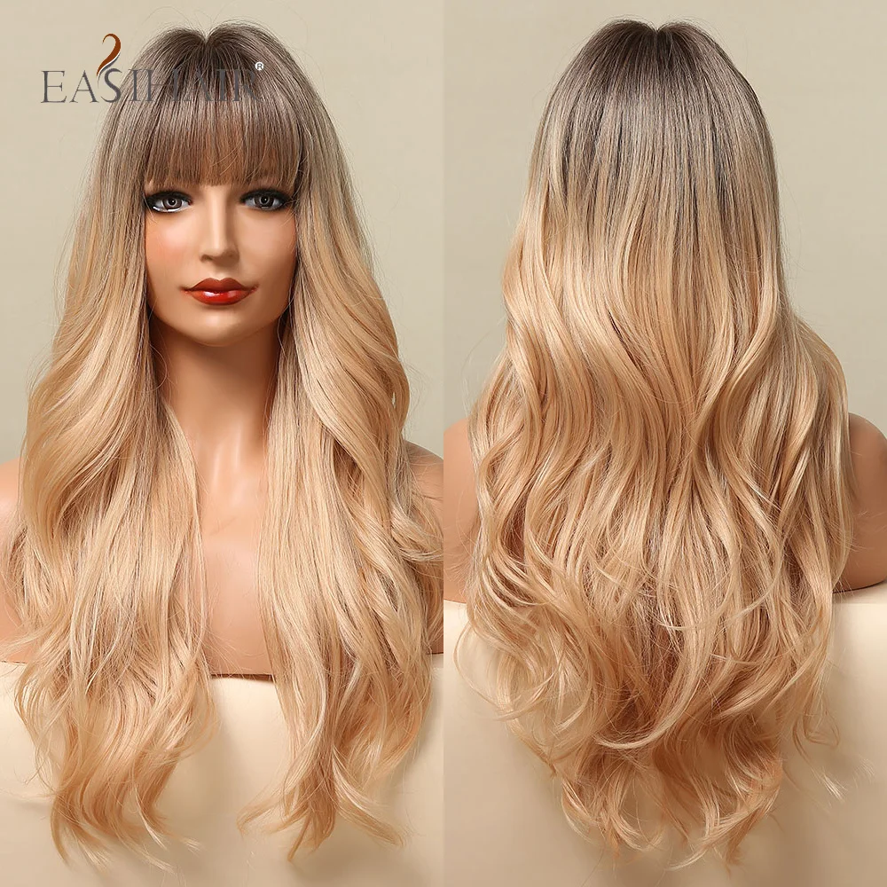 EASIHAIR Long Wave Synthetic Wigs with Bangs Ombre Brown Honey Blonde Middle Part Heat Resistant Hair Wigs for Black Women Party
EASIHAIR Long Wave Synthetic Wigs with Bangs Ombre Brown Honey Blonde Middle Part Heat Resistant Hair Wigs for Black Women Party