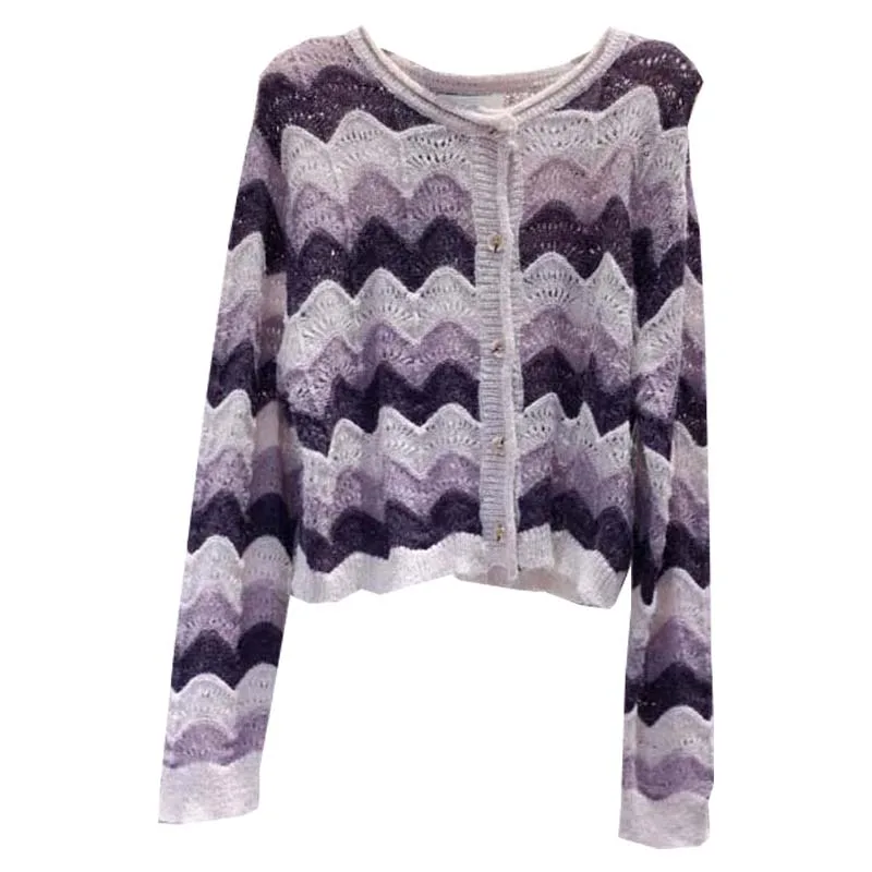 Korean Dongdaemun Fashion French Early Spring Fashion New Round Neck Wave Color Striped Mohair Sweater Cardigan
Korean Dongdaemun Fashion French Early Spring Fashion New Round Neck Wave Color Striped Mohair Sweater Cardigan