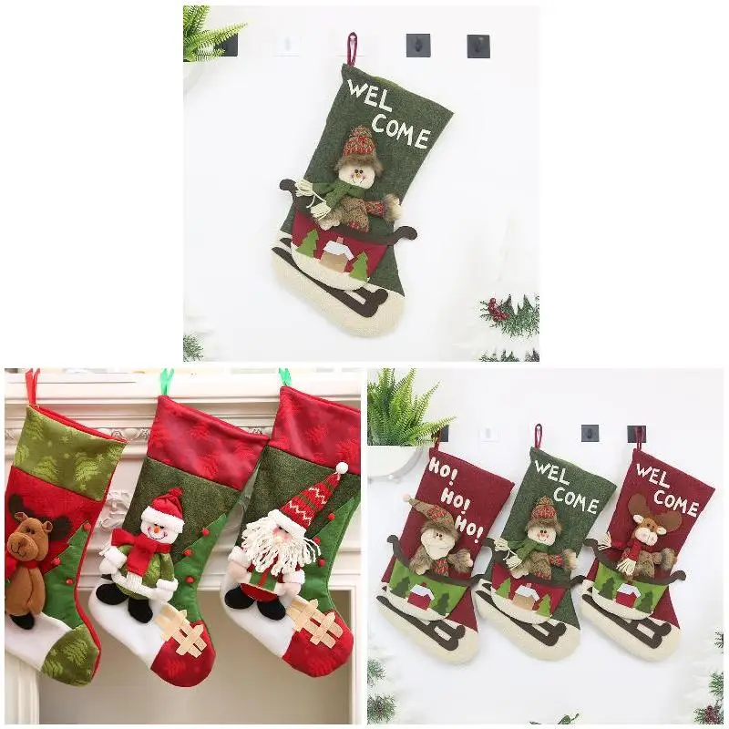 Рождественские чулки, носки, конфеты, подарочный пакет, подвесное украшение для рождественской елки для праздничной вечеринки 
Рождественские чулки, носки, конфеты, подарочный пакет, подвесное украшение для рождественской елки для праздничной вечеринки