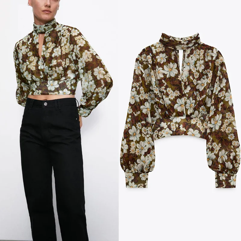 2020 Za Women Vintage Print Crop Shirt Long Sleeve Ruched High Collar Blouse Woman Fashion Smock Elastic Back Opening Top
2020 Za Women Vintage Print Crop Shirt Long Sleeve Ruched High Collar Blouse Woman Fashion Smock Elastic Back Opening Top