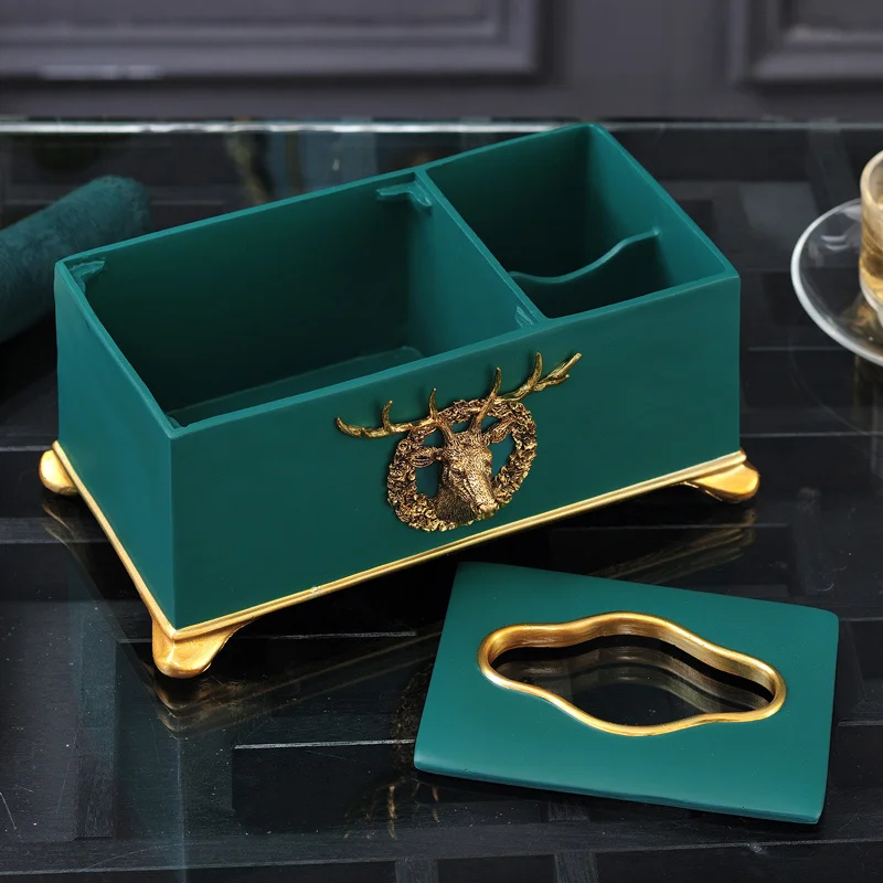 Modern Dark Green Deer Head Tissue Box Storage Box Candy Fruit Tray Flower Vase Resin Ceramic Exquisite Crafts Luxury Home Decor
Modern Dark Green Deer Head Tissue Box Storage Box Candy Fruit Tray Flower Vase Resin Ceramic Exquisite Crafts Luxury Home Decor