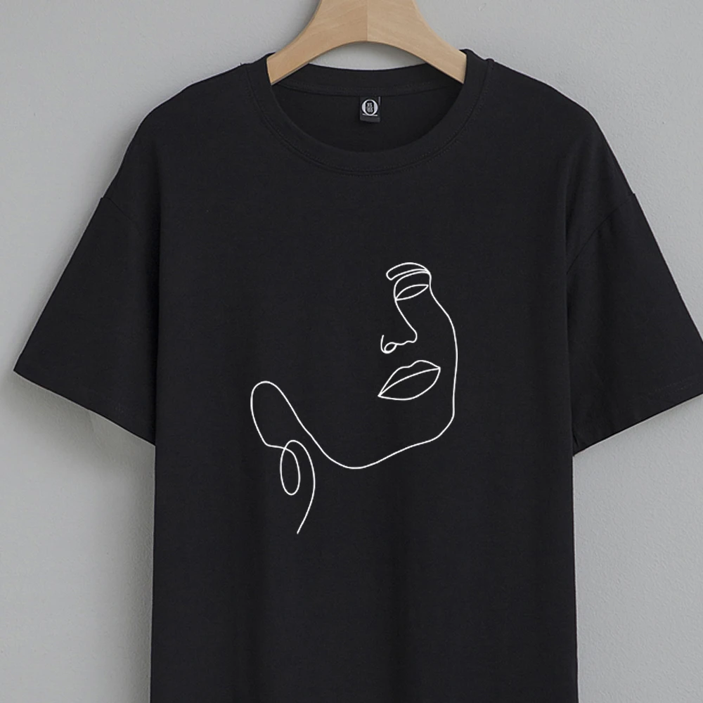 Simple Line Art Face T Shirts for Women Tops Summer Loose Cotton 90s Aesthetic Casual T Shirt Vintage Harajuku Tshirt Streetwear
Simple Line Art Face T Shirts for Women Tops Summer Loose Cotton 90s Aesthetic Casual T Shirt Vintage Harajuku Tshirt Streetwear