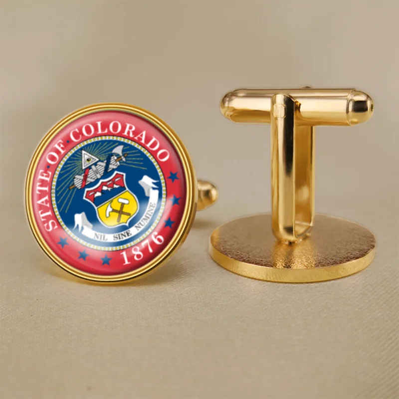 

Seal of Colorado State of United States of America Map Flag Cufflinks