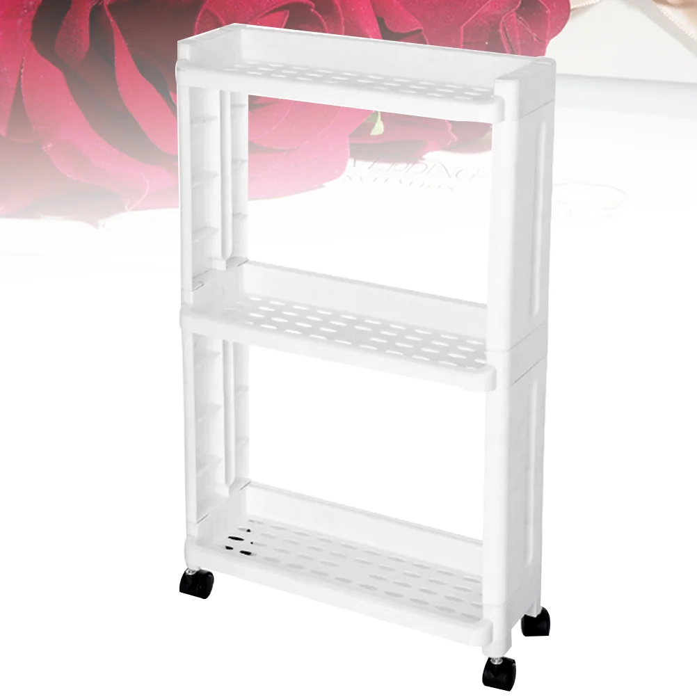 1PC 3-Tier Gap Storage Shelf Movable Slim Slide Out Tower Rack with Wheels for Home Kitchen (White) | Дом и сад