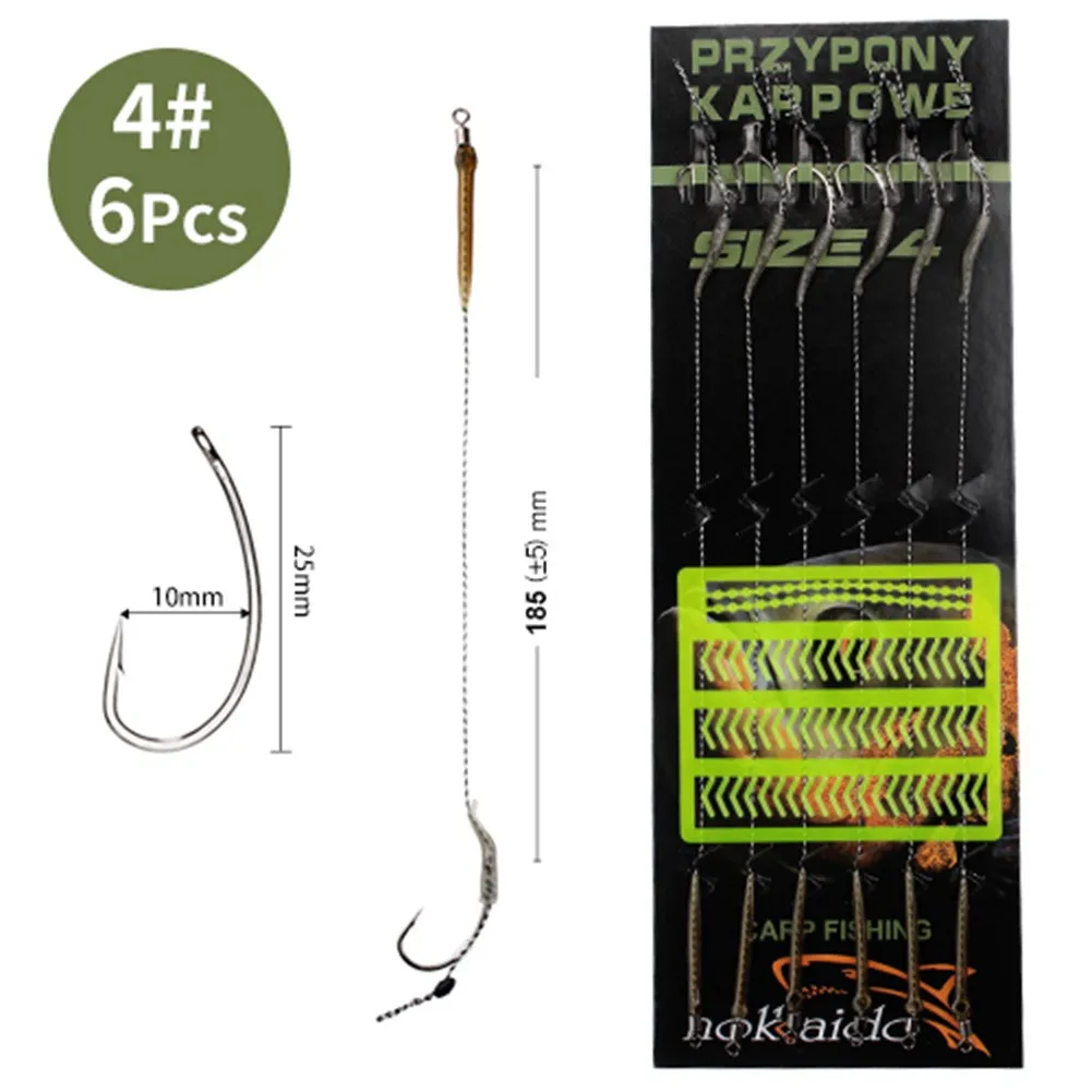 6pcs Carp Fishing Hair Rigs Curved Barb Leader Hooks Stainless Steel+Silicone 185mm Leader Line Hook Carp Hook
6pcs Carp Fishing Hair Rigs Curved Barb Leader Hooks Stainless Steel+Silicone 185mm Leader Line Hook Carp Hook