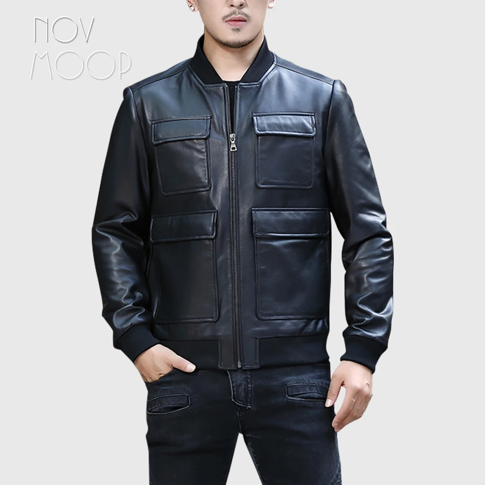 Novmoop pockets decor sheepskin genuine leather men's bomber jacket chic and simple style LT3317
Novmoop pockets decor sheepskin genuine leather men's bomber jacket chic and simple style LT3317