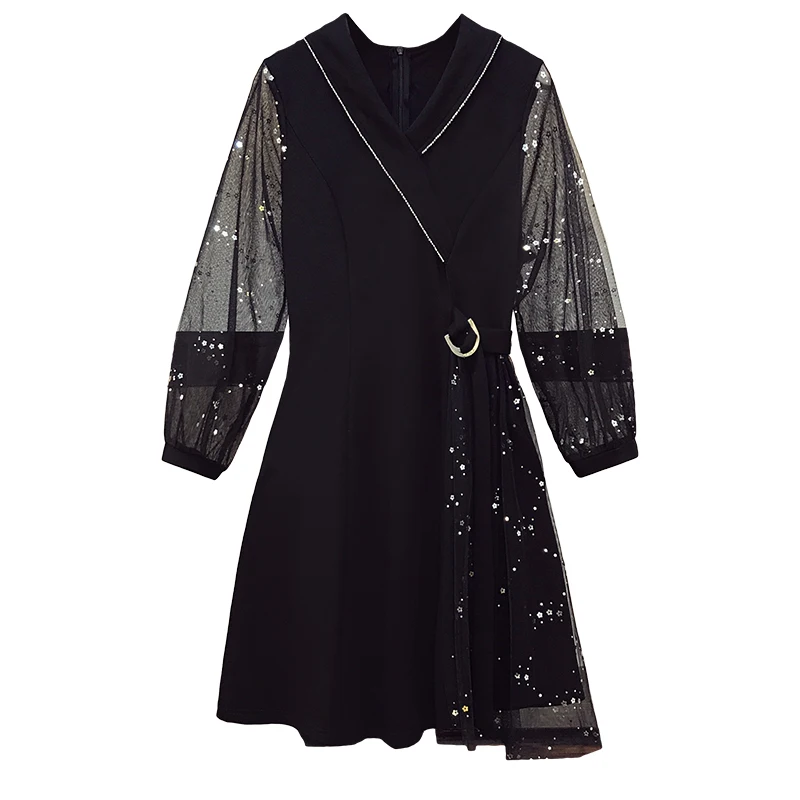 Threehonlee 2021 Summer Women's Dress Casual Square Collar Belt Patchwork Mesh Puff Sleeve Office A-line Mini Black Dress
Threehonlee 2021 Summer Women's Dress Casual Square Collar Belt Patchwork Mesh Puff Sleeve Office A-line Mini Black Dress