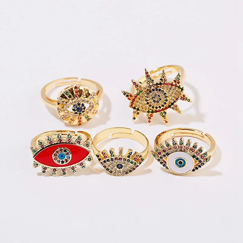 Classic Evil Eye Copper CZ Gold Rainbow Rings For Women Luxury Femme Party Ring Gift Charm Rhinestone Jewelry
Classic Evil Eye Copper CZ Gold Rainbow Rings For Women Luxury Femme Party Ring Gift Charm Rhinestone Jewelry