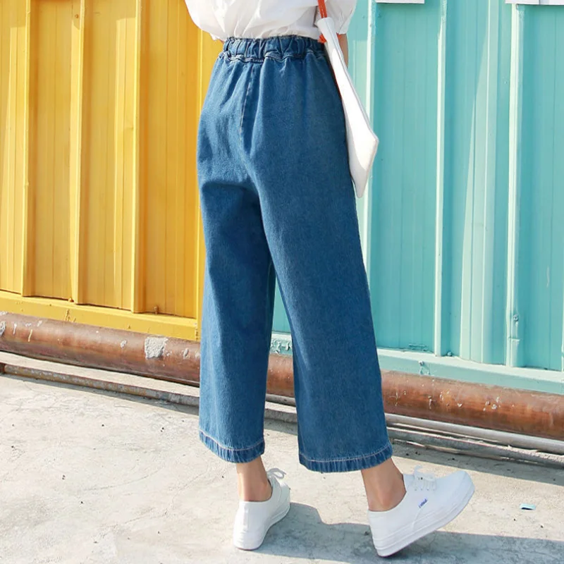 Women Fashion Eastic Waist Ankle-length Denim Pants Loose Straight Trousers For Student Casual All-match Blue Black Jeans XA100F
Women Fashion Eastic Waist Ankle-length Denim Pants Loose Straight Trousers For Student Casual All-match Blue Black Jeans XA100F