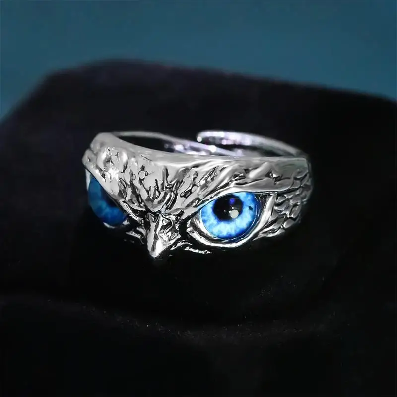 Creative Silver Colour Owl Ring Fashion Blue Cat Eye Animal Women's Ring Punk Men's Accessories Unusual Ring Gift
Creative Silver Colour Owl Ring Fashion Blue Cat Eye Animal Women's Ring Punk Men's Accessories Unusual Ring Gift
