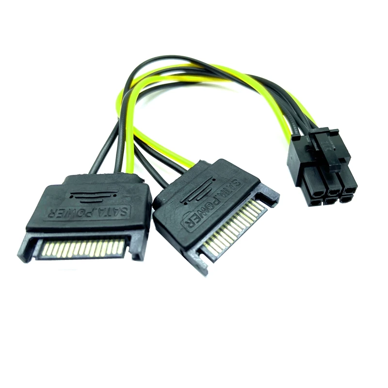 SATA двойная 15Pin M к видеокарте PCI-e PCIE 6 Pin F видеокарта кабель питания 6pin Sata Y
