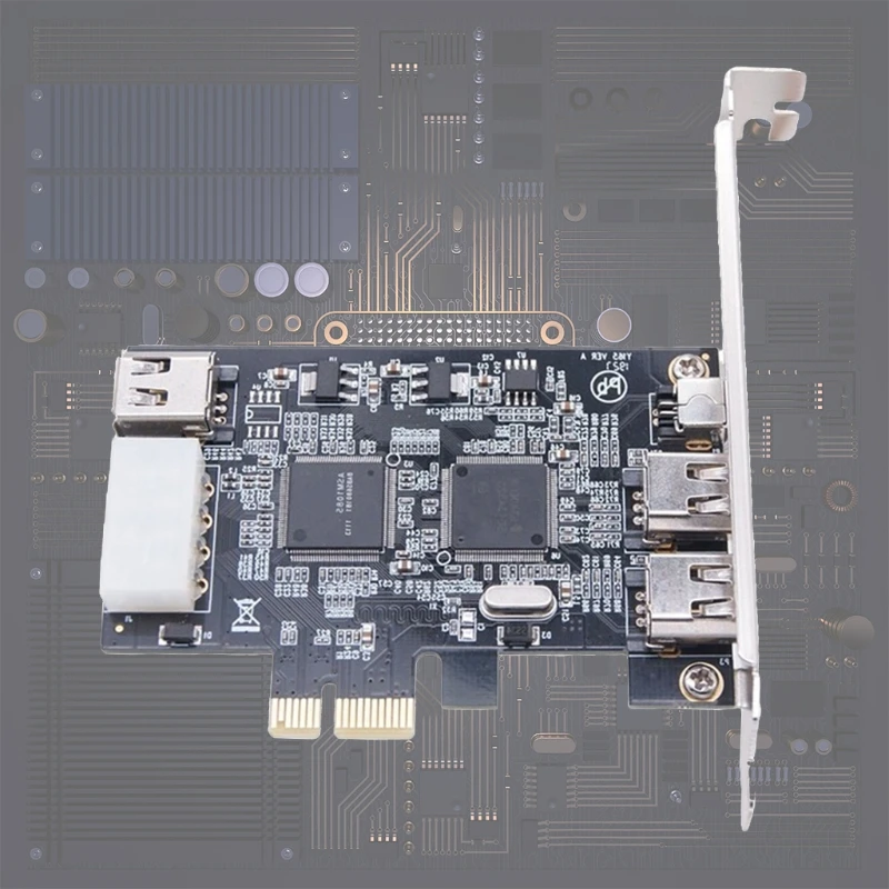 PCI-E 1X IEEE 1394A 4 Port(3+1) Firewire Card Adapter 1394 a PCIe with 6 Pin to 4 Pin IEEE 1394 Cable for Desktop
PCI-E 1X IEEE 1394A 4 Port(3+1) Firewire Card Adapter 1394 a PCIe with 6 Pin to 4 Pin IEEE 1394 Cable for Desktop