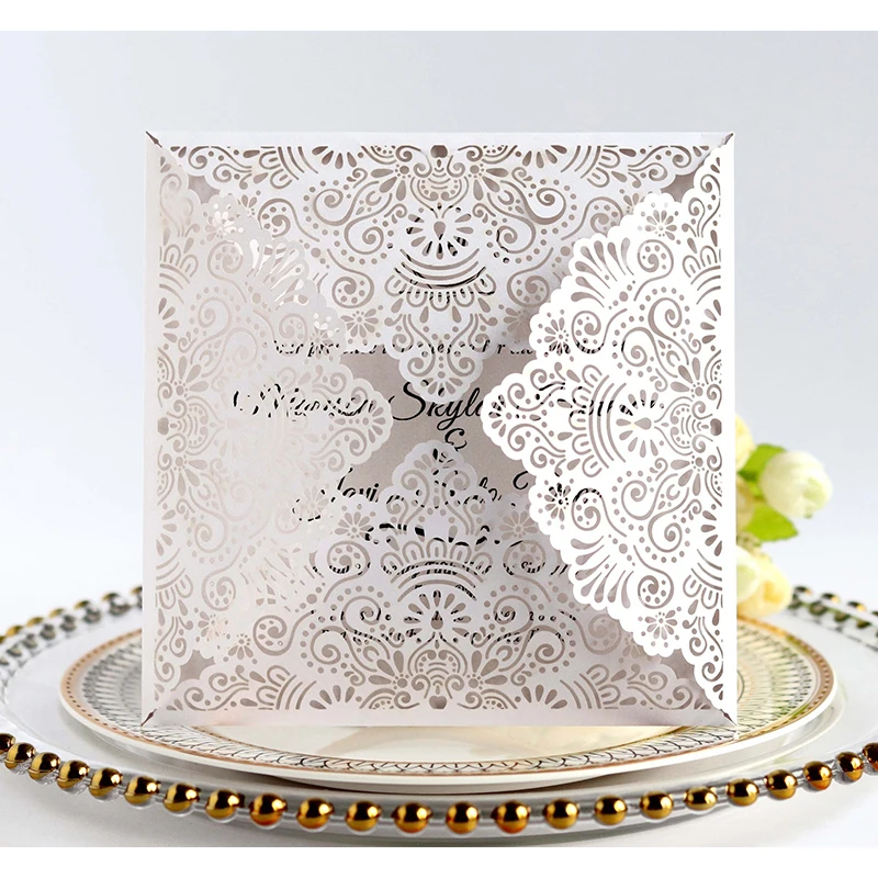 25Pcs Creative Four Fold Wedding Invitations With Pearl Paper Laser Cut Invitation Greeting Cards Baby Shower Party Supplies
25Pcs Creative Four Fold Wedding Invitations With Pearl Paper Laser Cut Invitation Greeting Cards Baby Shower Party Supplies