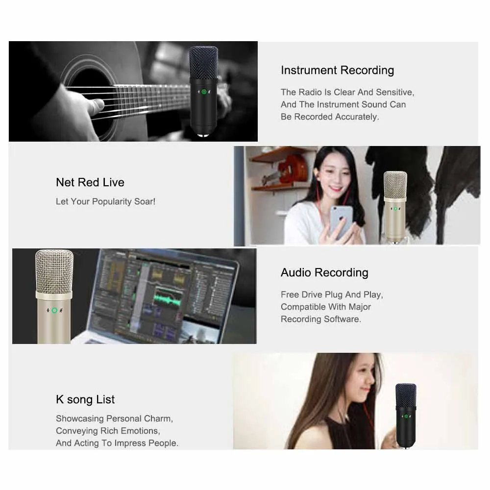 USB Condenser Microphone For Laptop Karaoke Studio Microphone With Tripod Stand For YouTube Video Skype Chatting Game Podcast
USB Condenser Microphone For Laptop Karaoke Studio Microphone With Tripod Stand For YouTube Video Skype Chatting Game Podcast
