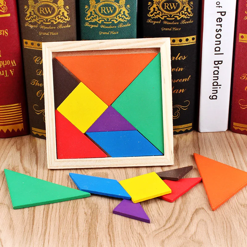 

Геометрическая деревянная игрушка Tangram, креативный подарок для детей, игрушка-пазл, IQ-игра, Интерактивная развивающая игрушка для детей