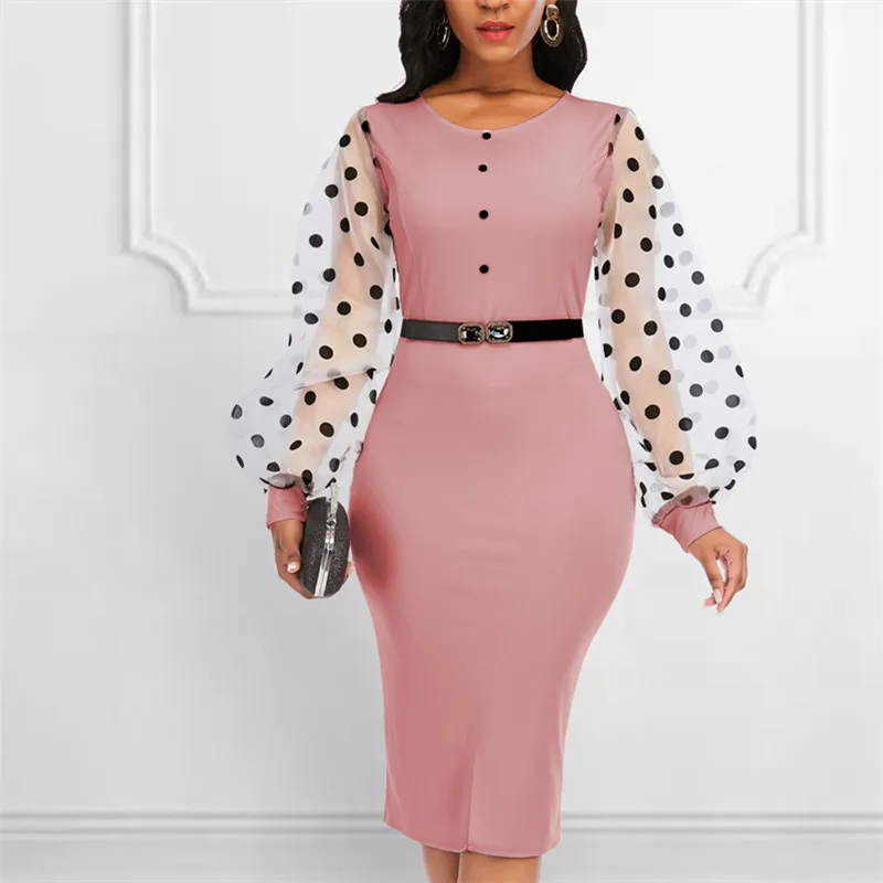 Pink Dress O Neck Transparent Mesh Long Sleeves Polka Dot Classy Women Elastic 2021 Office Lady Modest Female African Fashion
Pink Dress O Neck Transparent Mesh Long Sleeves Polka Dot Classy Women Elastic 2021 Office Lady Modest Female African Fashion