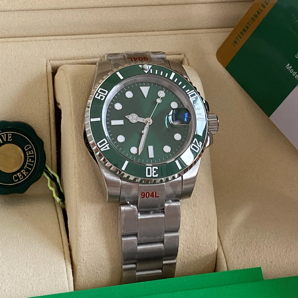 

Mens Watches 40mm Ceramic Bezel full Stainless Steel Automatic Mechanics Movment Green reloj de lujo Sapphire 5ATM waterproof Wa