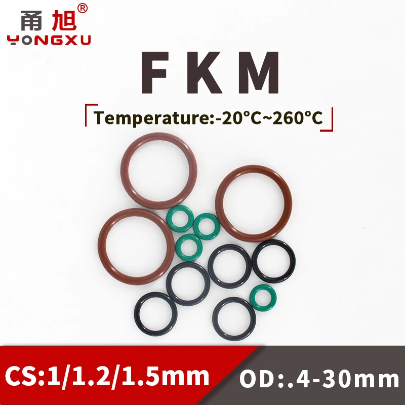 FKM O Ring Seal Gasket Thickness CS1/1.2/1.5mm OD3-30mm FPM Oil Acid and Alkali Resistant Automobile Fluororubber O-Ring 70A
FKM O Ring Seal Gasket Thickness CS1/1.2/1.5mm OD3-30mm FPM Oil Acid and Alkali Resistant Automobile Fluororubber O-Ring 70A