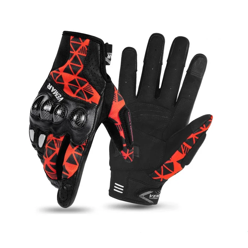 

Vemar Motorcycle Racing Gloves Leather Motocross Guantes Touch Screen Carbon Fiber Hard Knuckle Riding Rider Bicycle Offeroad