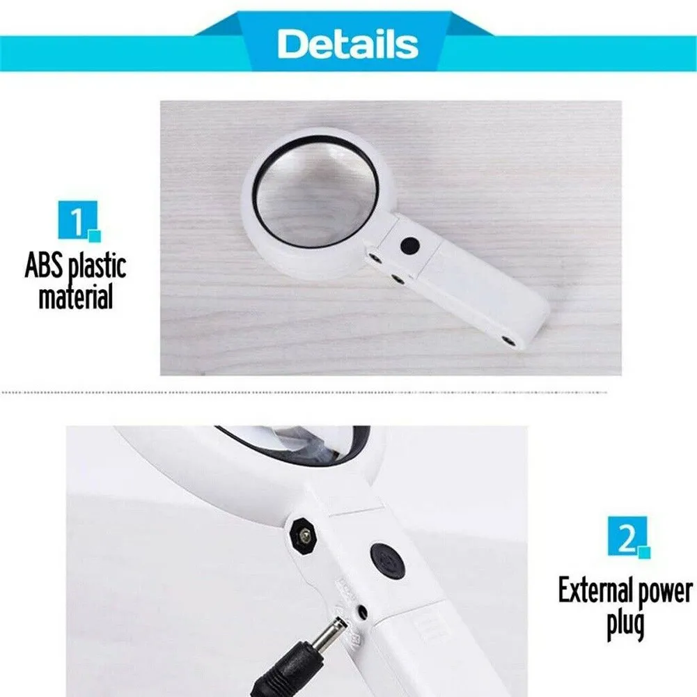 Adjustable Magnifying Glass Folding Handheld Jewelry LED Lights Magnifier