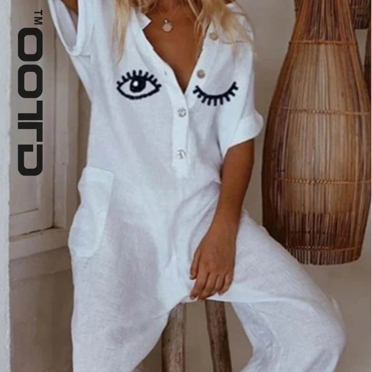 Летний женский комбинезон с коротким рукавом, повседневные женские хлопковые льняные комбинезоны 2021, Свободные Комбинезоны с V-образным вы...
Летний женский комбинезон с коротким рукавом, повседневные женские хлопковые льняные комбинезоны 2021, Свободные Комбинезоны с V-образным вы...