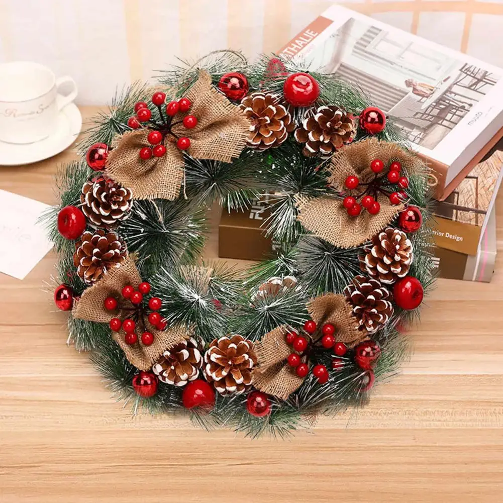 

30cm Artificial Christmas Wreath Berry Pine Cones Garland Wall Window Front Door Hanging Wreath Christmas Decorations For Home