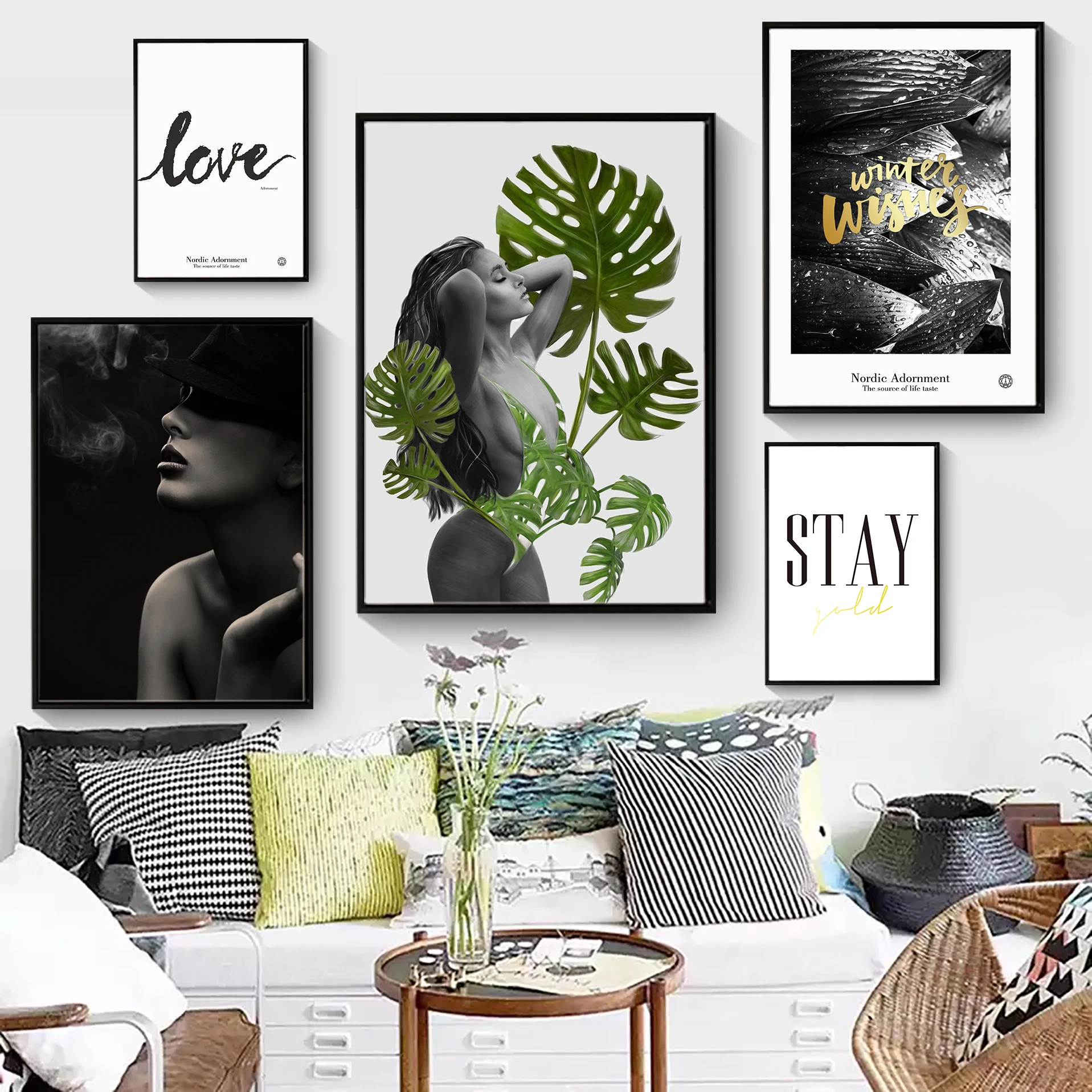 Black & White Female Portraits Wall Art Banana Leaf Sexy Girl Love Nordic Poster Canvas Painting Home Room Decor Print Picture
Black & White Female Portraits Wall Art Banana Leaf Sexy Girl Love Nordic Poster Canvas Painting Home Room Decor Print Picture