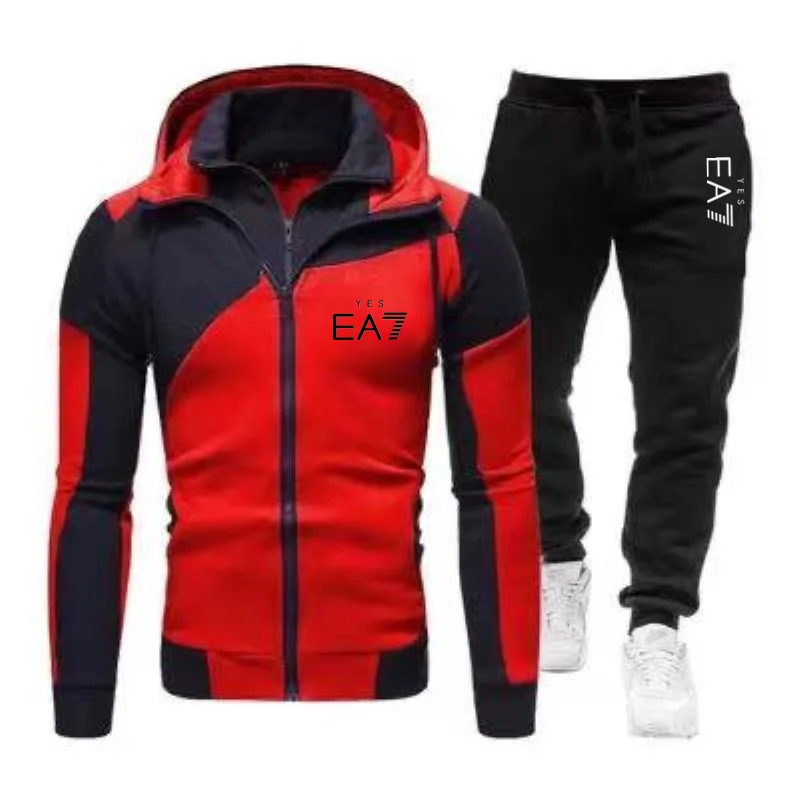 

Track suit men's clothing jacket + pants two-piece chandal Hombre Marca track suit sportswear men's hooded sweatshirt zipper sui