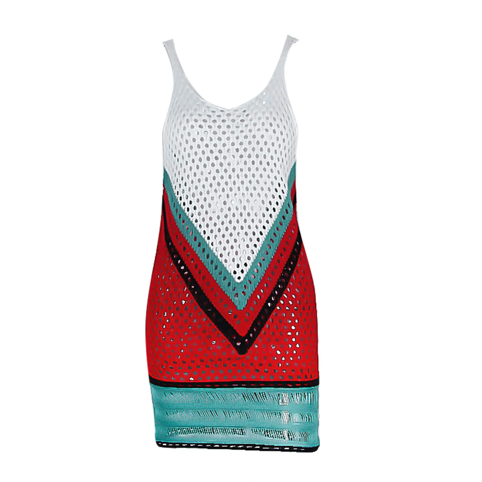 Knit Dress Women Summer Sleeveless V Neck Colorful Striped Hollow Out Crocheted Dress Female Vintage Fashion Casual Beach Robe
Knit Dress Women Summer Sleeveless V Neck Colorful Striped Hollow Out Crocheted Dress Female Vintage Fashion Casual Beach Robe