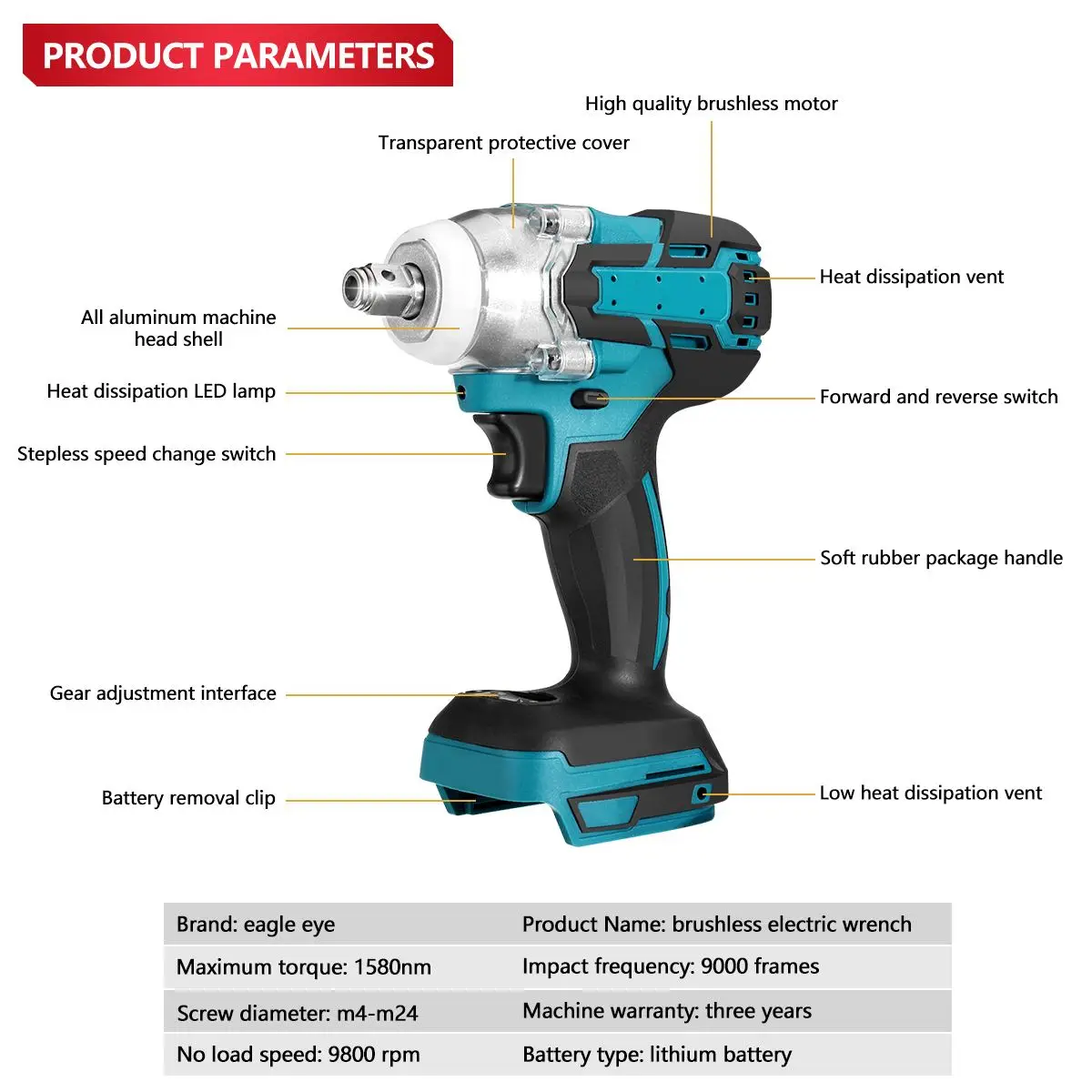 BLMIATKO Update 4 speed 18V 1000N.M Brushless Electric Impact Wrench Rechargeable 1/2 inch Wrench Power Tools for Makita Battery
BLMIATKO Update 4 speed 18V 1000N.M Brushless Electric Impact Wrench Rechargeable 1/2 inch Wrench Power Tools for Makita Battery