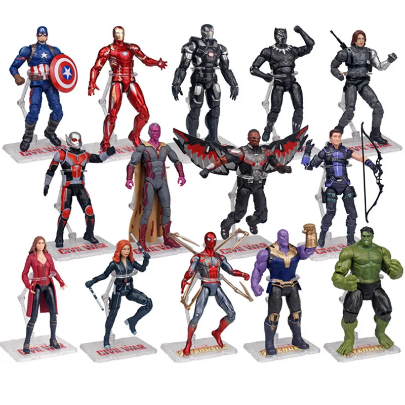 

Marvel Movie Anime Avengers Superhero Iron Man Spider Hulk Thanos Black Panther Captain America Action Figure Toys