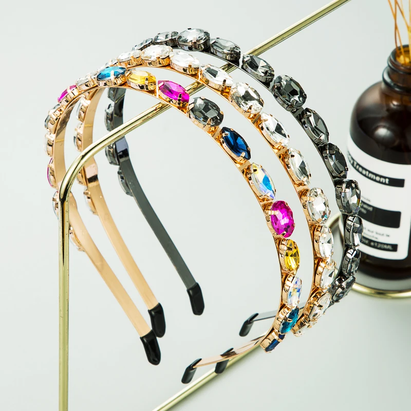 Exquisite Korean Colorful Crystal Metal Headband Women's Geometric Ellipse Rhine Stone Hair Band Women's Party Hair Accessories
Exquisite Korean Colorful Crystal Metal Headband Women's Geometric Ellipse Rhine Stone Hair Band Women's Party Hair Accessories