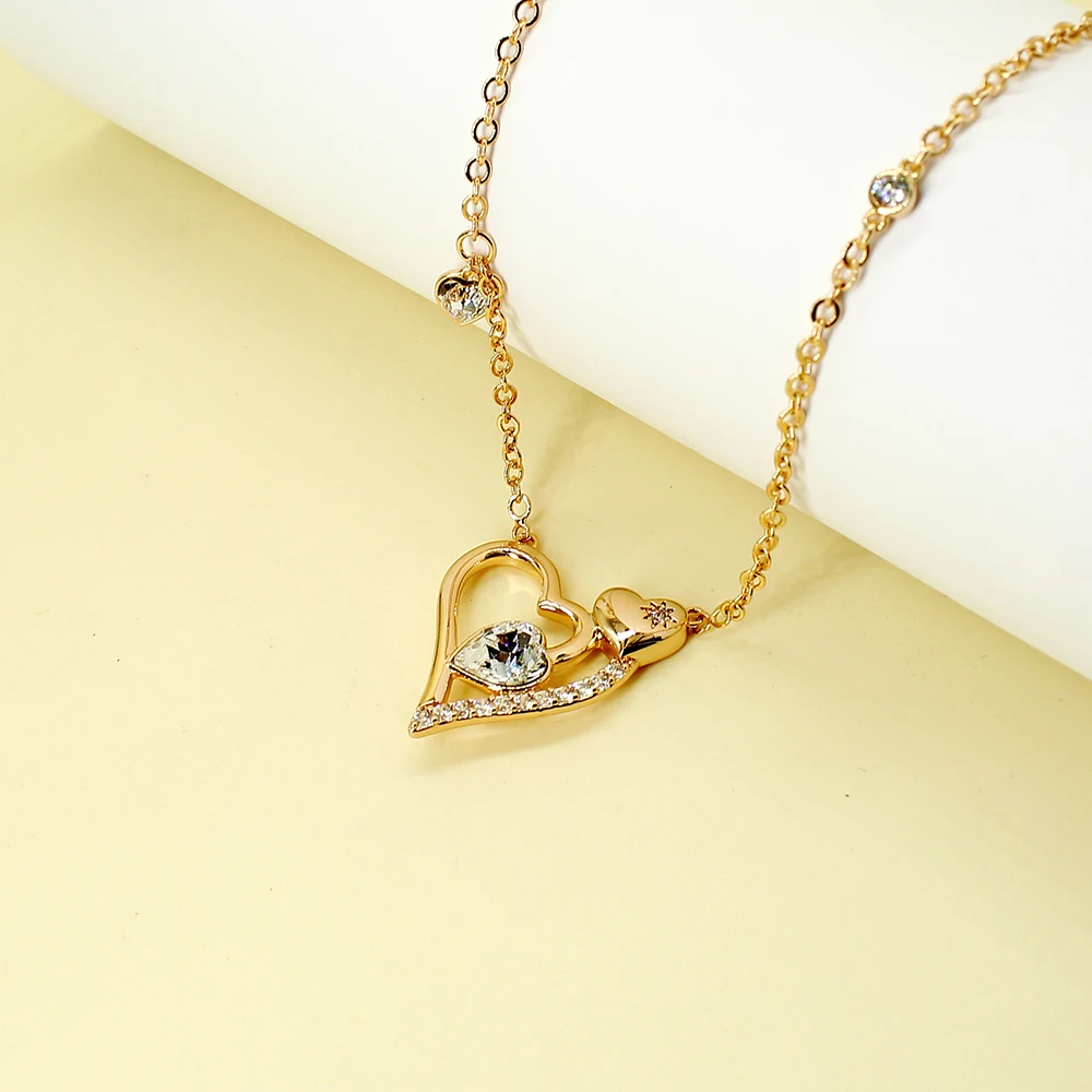 Classic Women Girls Heart Necklace For Crystal Zircon Pendant Necklaces 14K Gold Plated Sweater Chain Choker Chunky Jewelry
Classic Women Girls Heart Necklace For Crystal Zircon Pendant Necklaces 14K Gold Plated Sweater Chain Choker Chunky Jewelry