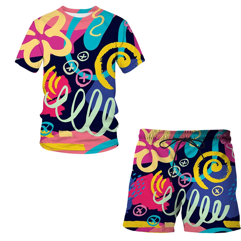 Men's Sets Graffiti painting 3D Printed Sports Set Short Sleeve T-Shirt 2Piece Suit Sportswear Short Homme Shorts Large Size
Men's Sets Graffiti painting 3D Printed Sports Set Short Sleeve T-Shirt 2Piece Suit Sportswear Short Homme Shorts Large Size