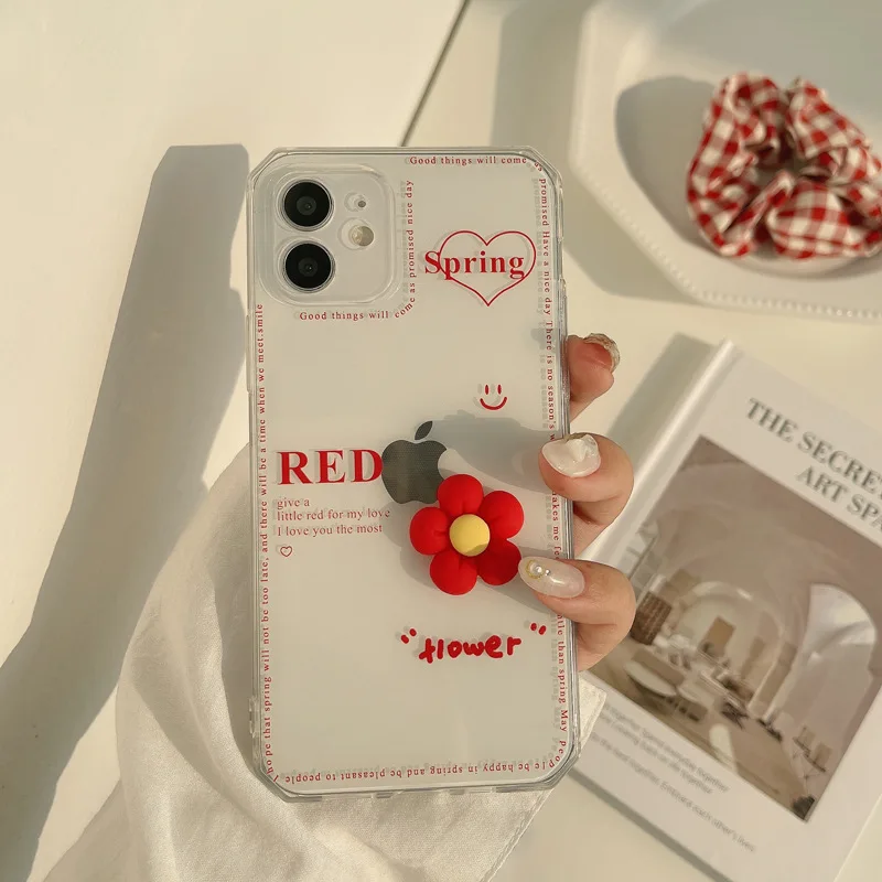 Cute 3D Little Red Flower Korea clear soft phone case for iphone 13 12 pro 7 8Plus X XS XR MAX 12 MiNi Luxury cartoon Back Cover
Cute 3D Little Red Flower Korea clear soft phone case for iphone 13 12 pro 7 8Plus X XS XR MAX 12 MiNi Luxury cartoon Back Cover