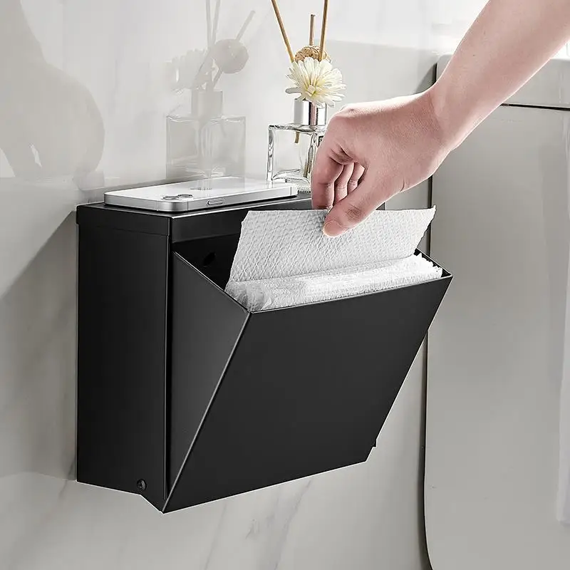 No punching toilet tissue box black stainless steel toilet drawing square carton household waterproof roll
No punching toilet tissue box black stainless steel toilet drawing square carton household waterproof roll