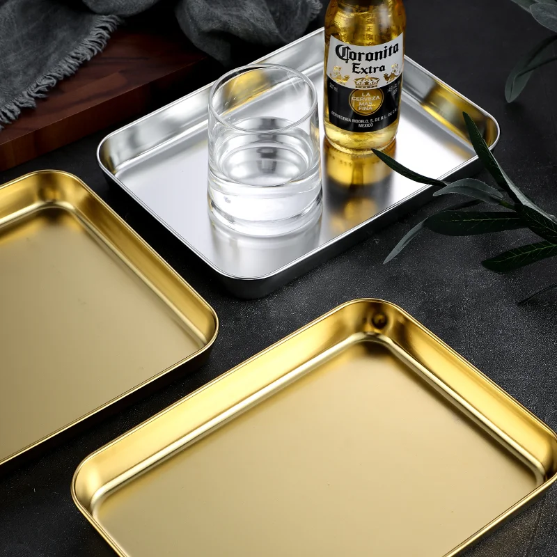 304 Stainless Steel Rectangular Tray Barbecue Plate Flat-bottomed Intestine Noodle Plate Baking Cake Bread Plate 
304 Stainless Steel Rectangular Tray Barbecue Plate Flat-bottomed Intestine Noodle Plate Baking Cake Bread Plate