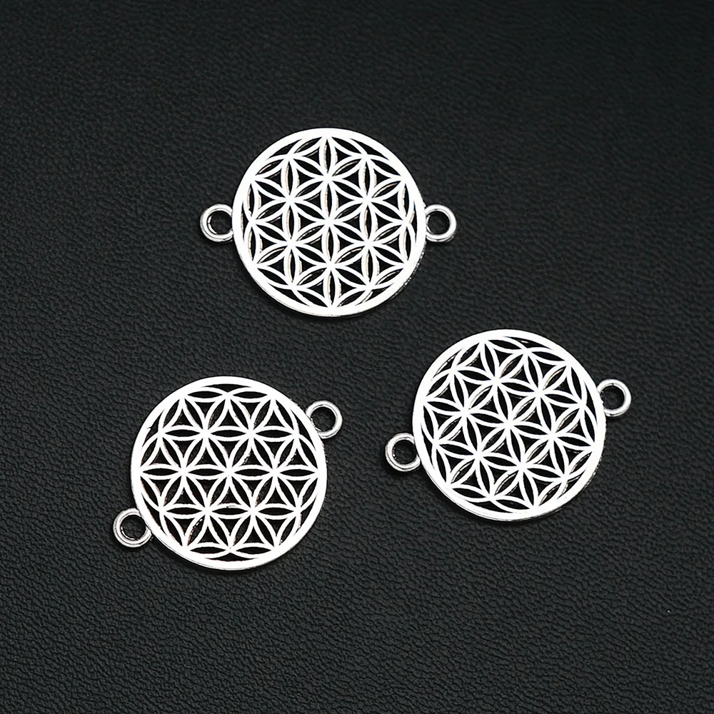 

10pcs/Lots 20x26mm Antique Silver Plated Flower Of Life Connectors Charms For DIY Jewelry Making Finding Supplies Hqd Wholesale