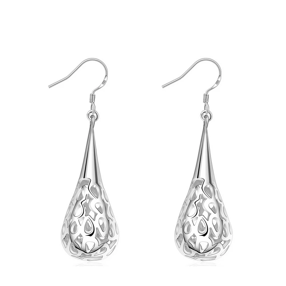 925 Silver Plated Hollow Teardrop Long Earrings Wedding Jewelry For Women Gifts Valentine's Day Gifts Elegant Accessories Hot
925 Silver Plated Hollow Teardrop Long Earrings Wedding Jewelry For Women Gifts Valentine's Day Gifts Elegant Accessories Hot